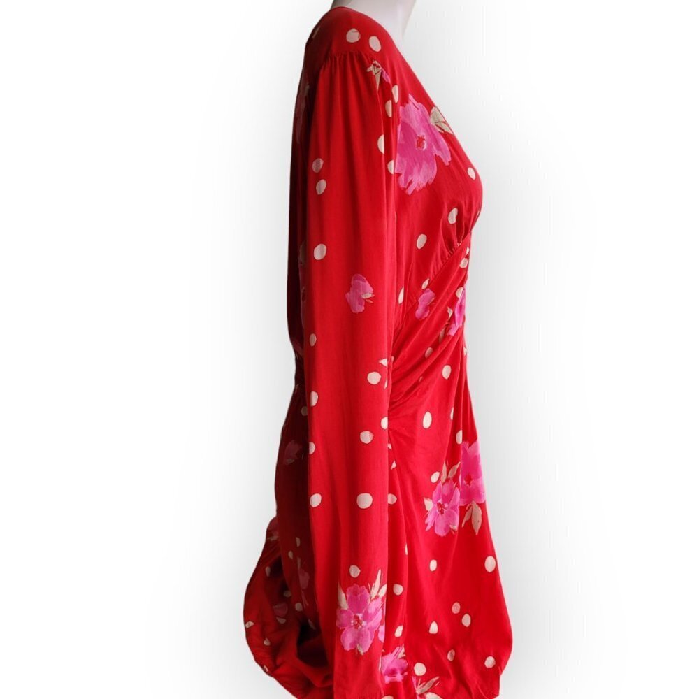 Free People Red Floral Polka Dot Mini Dress - Picture 6 of 15